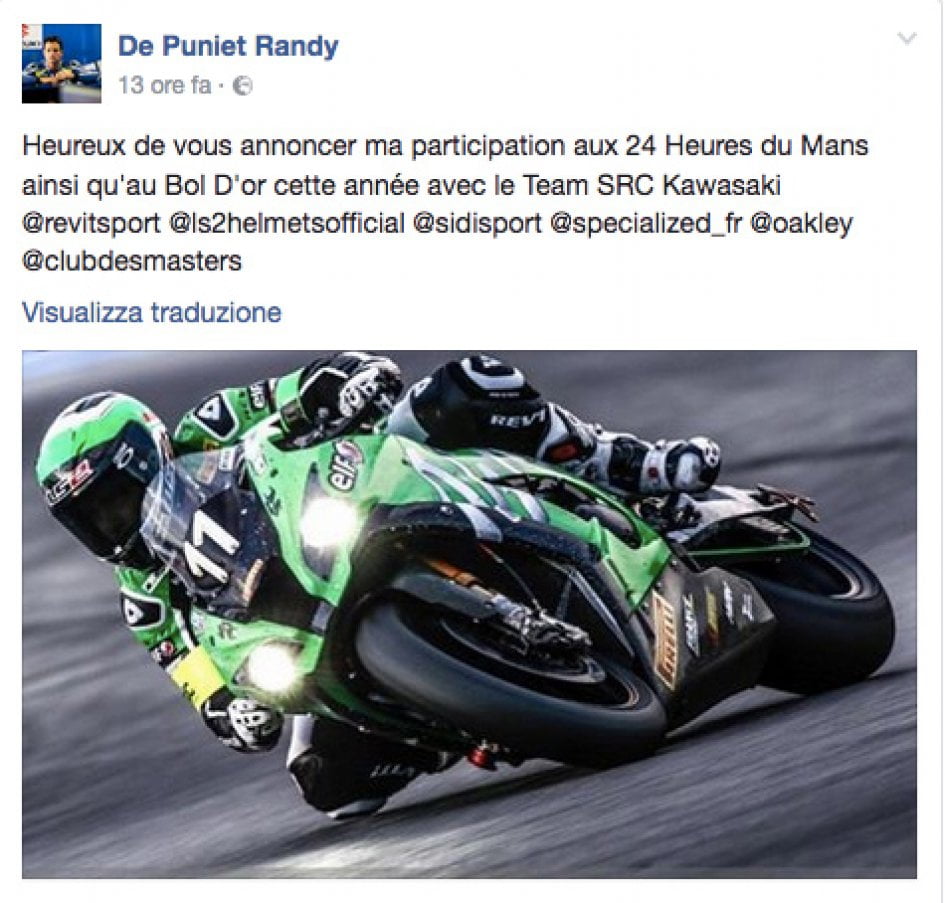 Endurance : Randy De Puniet au Mans et au Bol d'Or avec Kawasaki