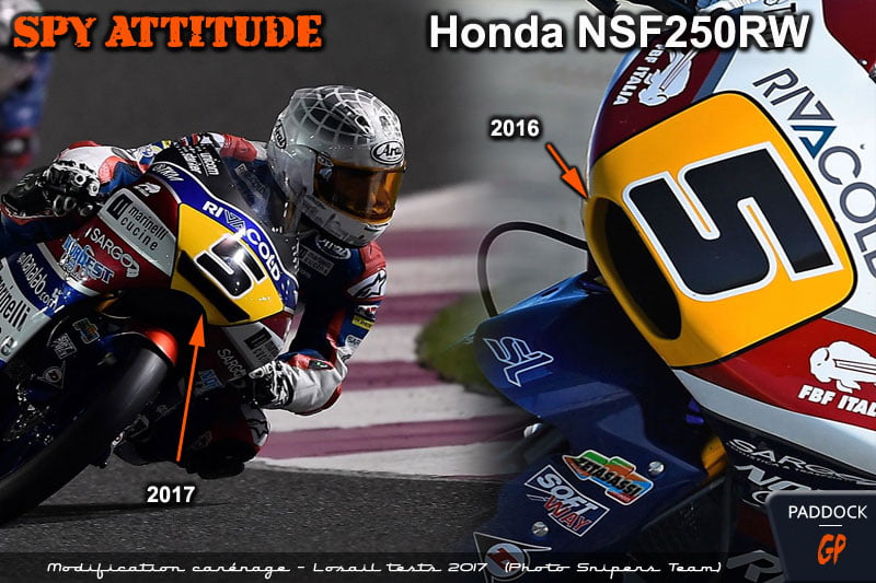 « Spy Attitude » : Prise d’air et carénage Honda NSF 250 RW 2017