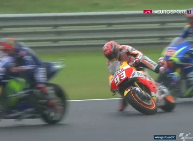 #ArgentinaGP: Marc Marquez's "almost fall" on video!
