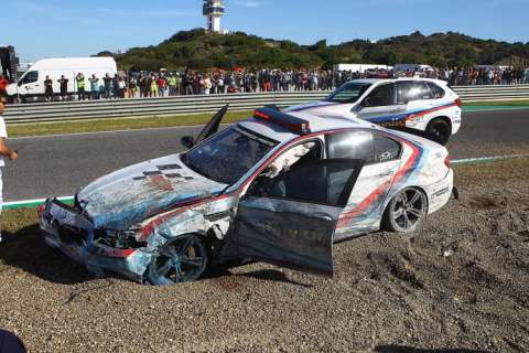 #SpanishGP : Franco Uncini casse la BMW M5 de la direction de course