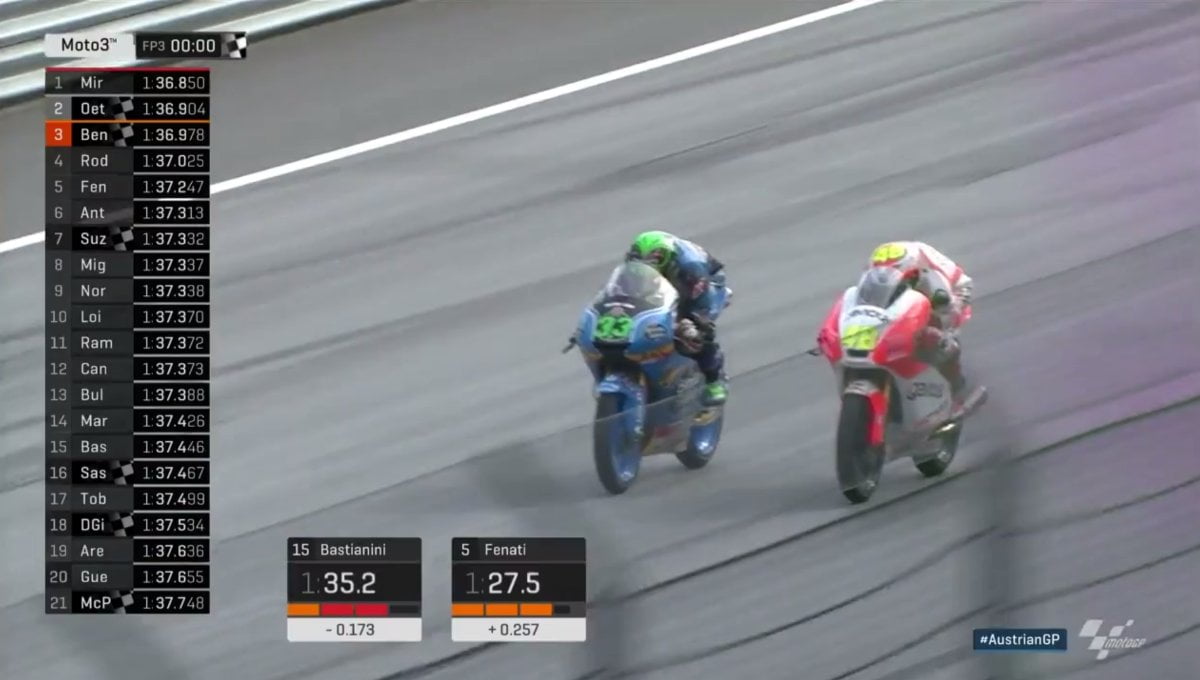 #AustrianGP Moto3 FP3: バスティアニーニがワイヤー上でミールを追い越しました!