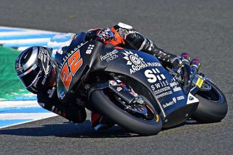 Chutes aux tests Moto2 et Moto3 à Jerez : Sam Lowes remercie déjà son casque Shark et son cuir Bering !