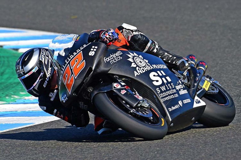 Falls in the Moto2 and Moto3 tests at Jerez: Sam Lowes is already thanking his Shark helmet and his Bering leather!