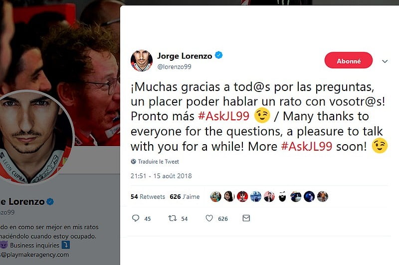 MotoGP Lorenzo responds to his fans on Twitter: “Rossi deserves his popularity”