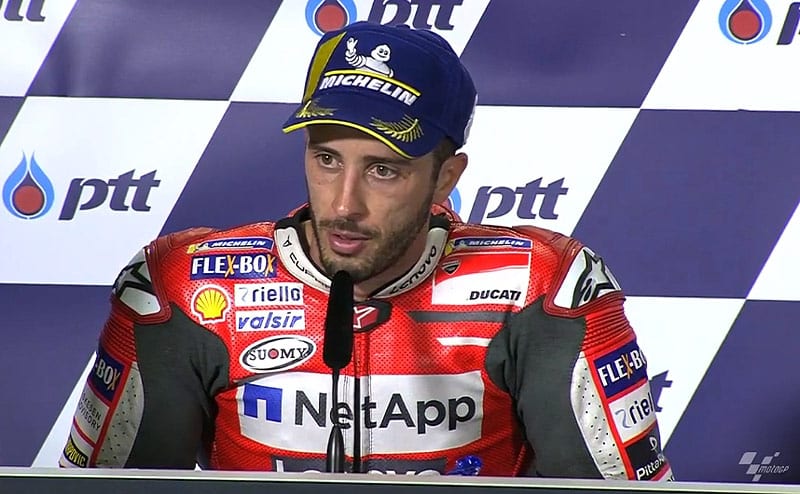 Grande Prémio da Tailândia Buriram MotoGP J.3 Conferência Andrea Dovizioso: a luta mas o respeito, a gestão dos pneus, o desenvolvimento do GP 19, etc. (inteiro)