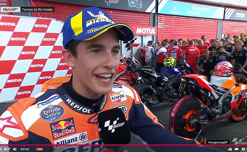 Grand Prix d’Argentine, MotoGP, J3, Course : Marc Márquez « à chaud » !