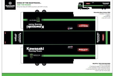 WSBK : Pour les petits frères, motos à colorier et camion à monter chez Kawasaki