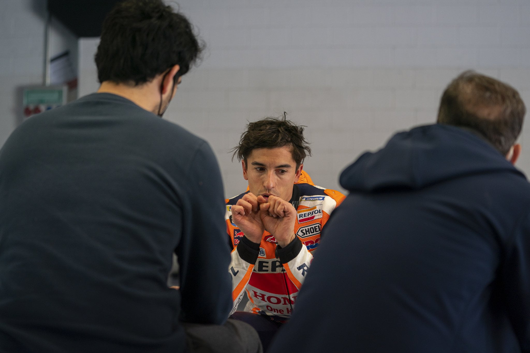 Marc Marquez finds his favorite position.