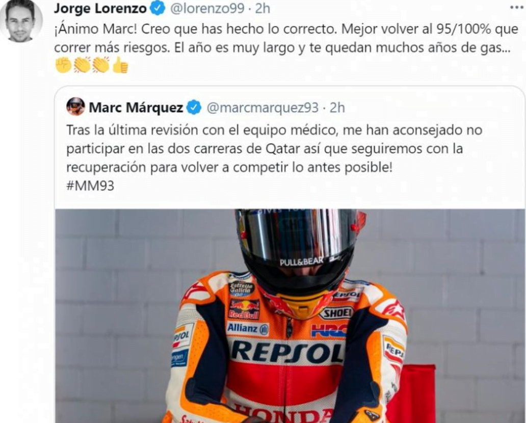 Jorge Lorenzo apoia Marc Márquez