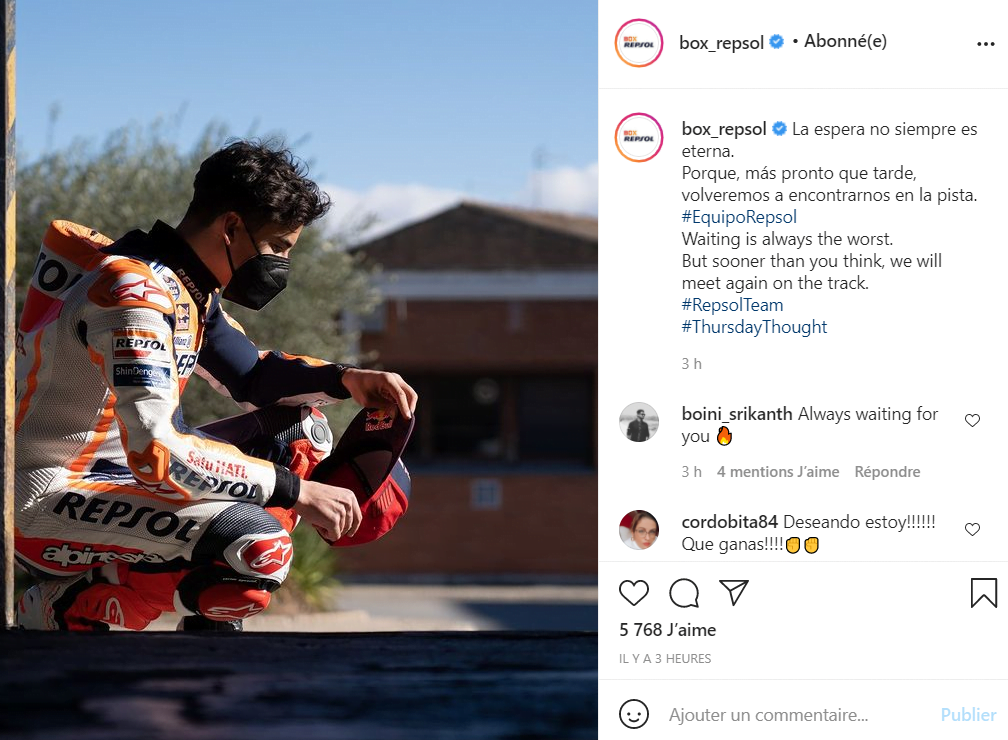 Marc Marquez almost announces good news.