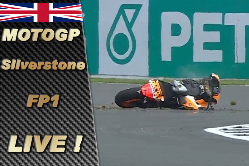MotoGP Silverstone FP1 LIVE : Marc Marquez tire le premier et chute !