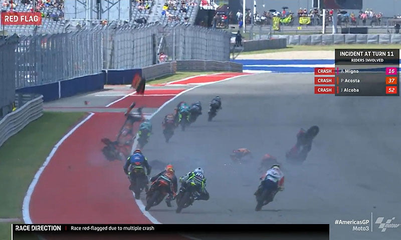 Moto3 Austin Course : Effroyable crash dans une course relancée après drapeau rouge, Izan Gueverra vainqueur !