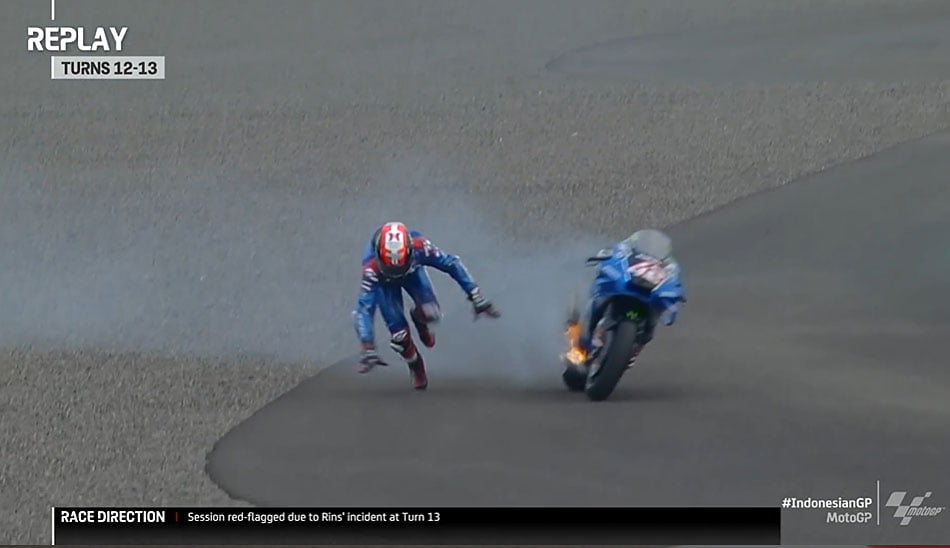 MotoGP Livio Suppo rectifie : non le moteur Suzuki en flamme d’Alex Rins n’est pas mort !