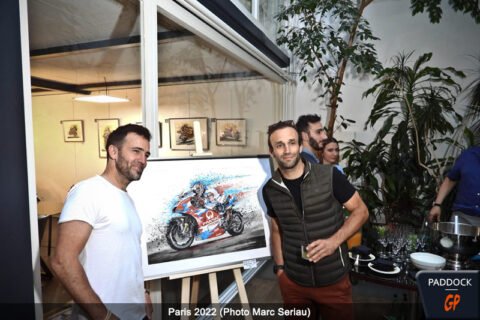 People MotoGP : Johann Zarco au vernissage Lorent Drawing