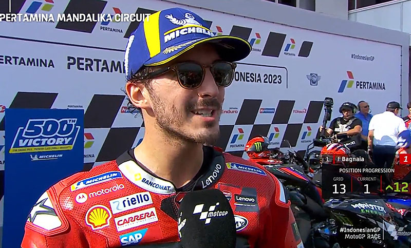 MotoGP Indonésie Course : Francesco Bagnaia (Ducati/1) « A chaud » !