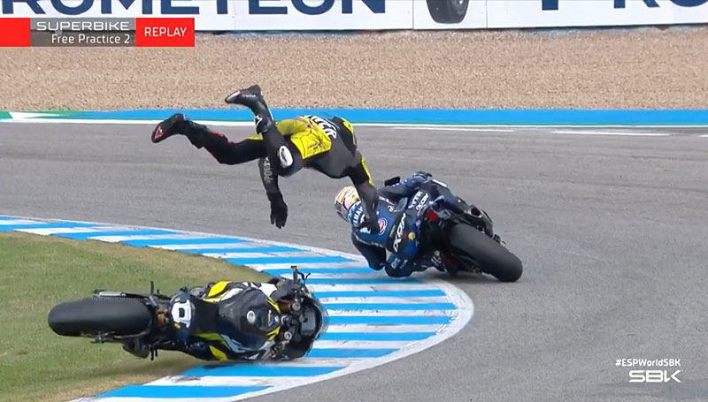 WSBK Jerez Superbike FP2 : La célébration d’Alvaro Bautista commence par une des nombreuses chutes survenues…