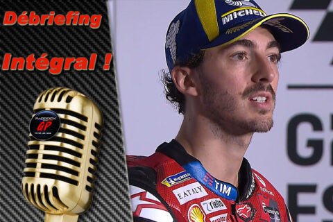MotoGP Jerez Spain J3, Debriefing Francesco Bagnaia (Ducati/1): “I never thought about giving up and taking second position”, etc. (Entirety)