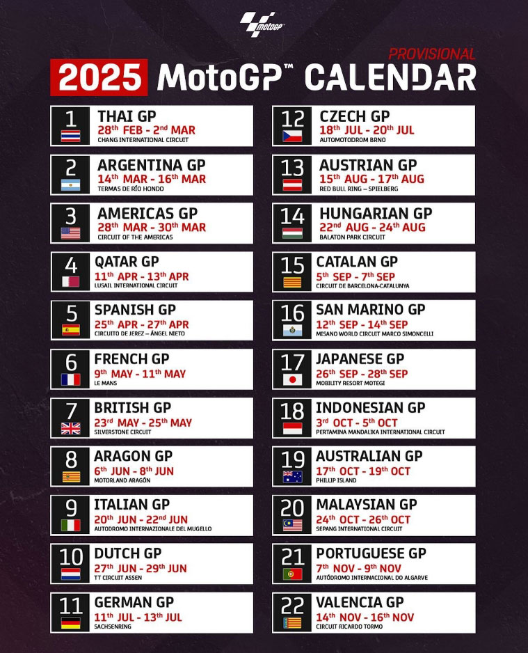 MotoGP: The provisional 2025 calendar is out, but... - Paddock GP