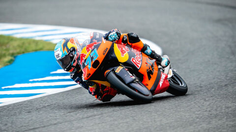Moto3 Test Jerez : Valentin Perrone (Red Bull KTM Tech3) m&egrave;ne l'action...