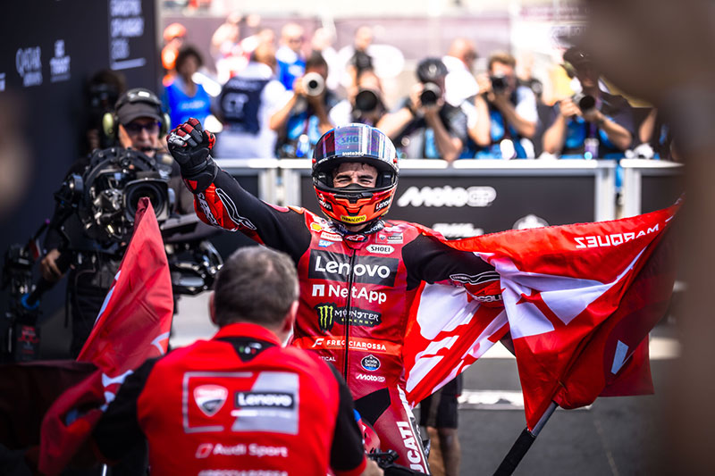 Triple 100 en Hongrie : 100 victoires pour Ducati Corse en MotoGP, 100 victoires pour Marc Marquez, en cette année des 100 ans de Ducati !