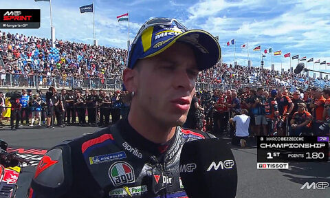 MotoGP, Hongrie, Sprint : Marco Bezzecchi (Aprilia/3) "&Agrave; chaud"