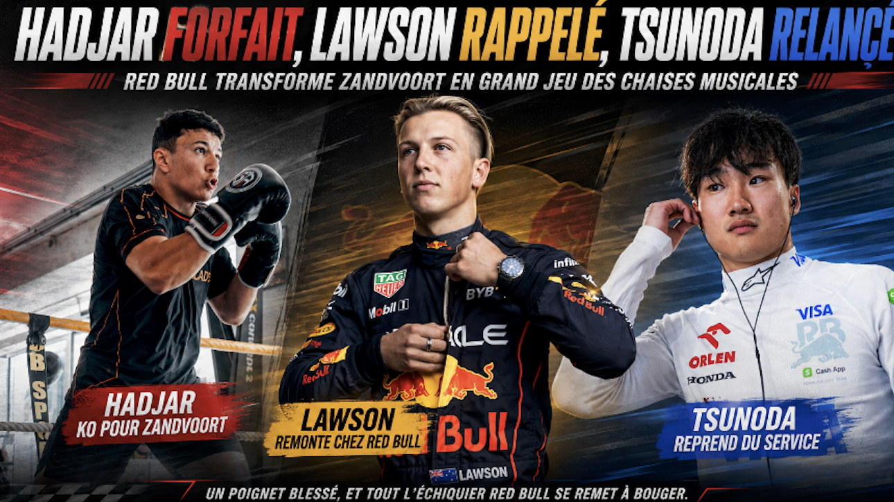 Red Bull annuncia un cambio di driver per il GP dei Paesi Bassi: Liam Lawson torna in Red Bull, Yuki Tsunoda riprende a Racing Bulls dopo un infortunio di Hadjar